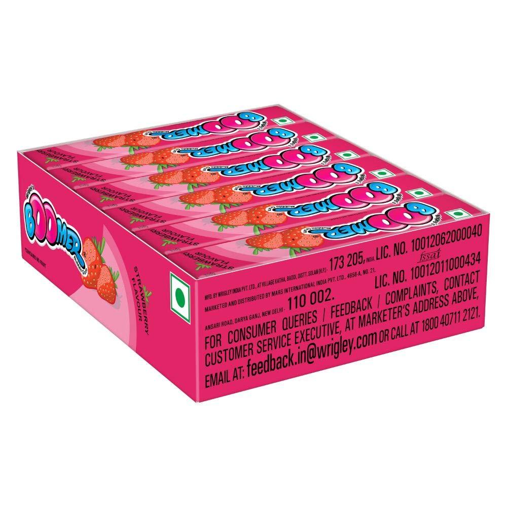 Wrigley\'s Boomer Strawberry Flavour Chewing Gum, 24 X 18.6 g