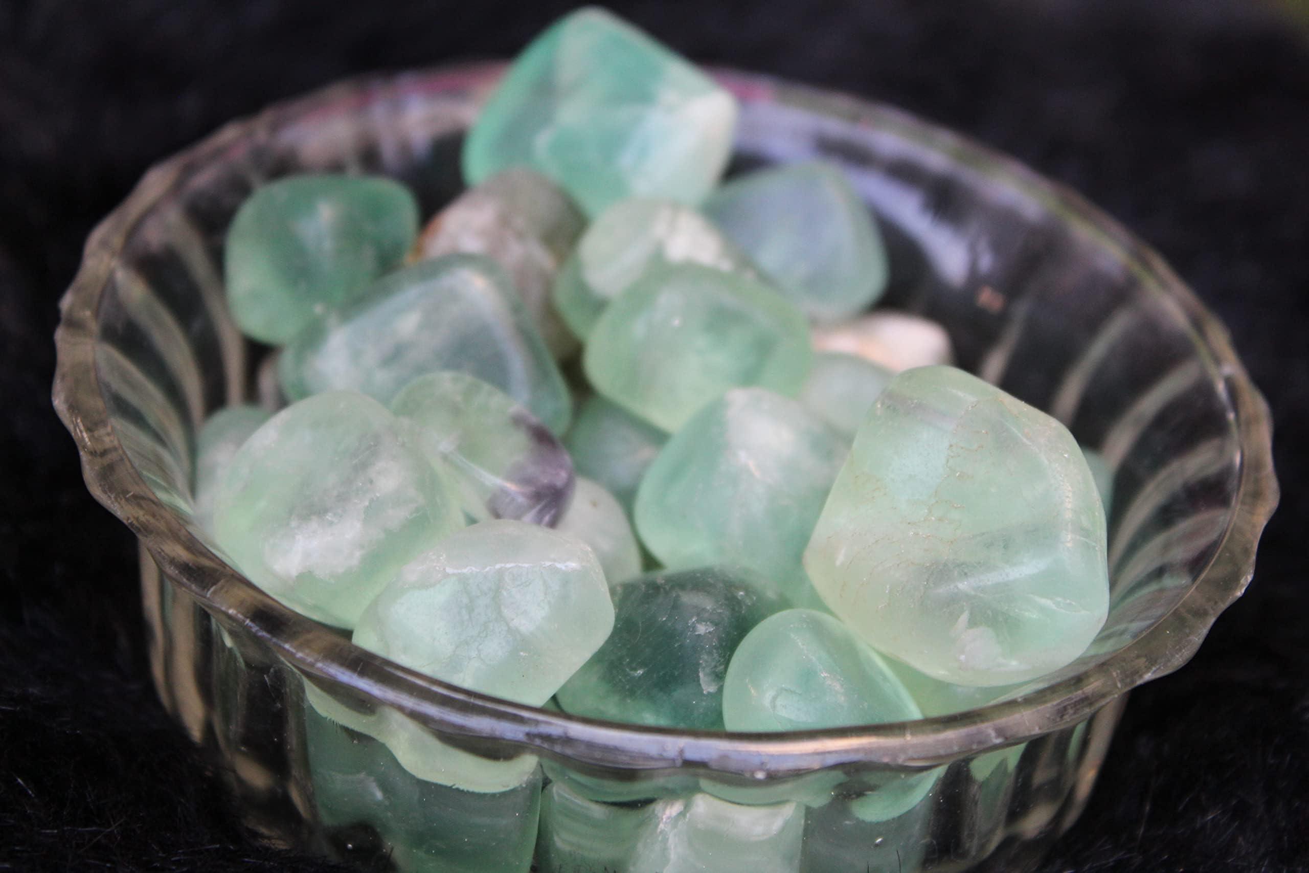 Jet International Crystal Jet Green Flourite Tumbled Stone Approx 0.75 To 1" inch Free 40 Page Booklet on Jet International Crystal Therapy. 100 grams Attractive Genuine A Grade
