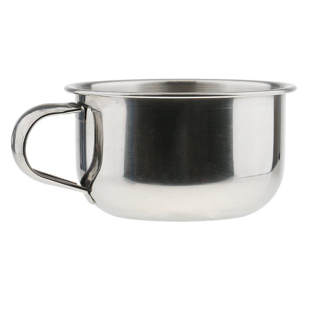 CALANDIS CALANDIS Stainless Steel Men's Shaving Mug Bowl Men Barber Beard Soap Mug Cup + Handle for Shave Brush
