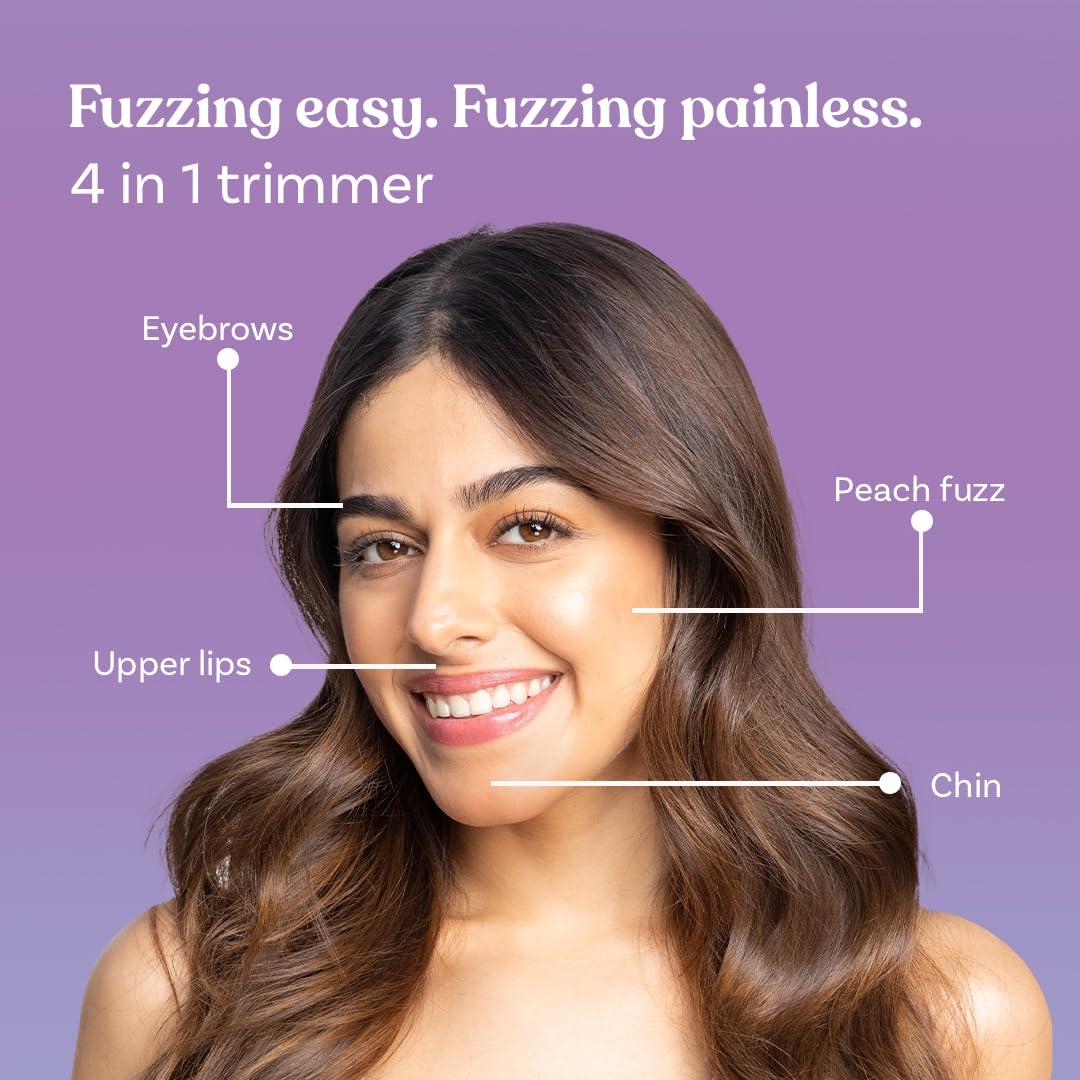 BOMBAE Bombae 4in1 Face & Eyebrow trimmer for women | Facial hair remover for women | Hair removal machine for women | 90 min runtime | C type charging | For eyebrows, upperlips, sideburns, chin, Peach Fuzz | (New Model)