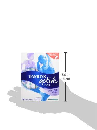 Tampax Tampax Pearl Active Plastic, Lites / Light Absorbency, Unscented Tampons, 18 Count