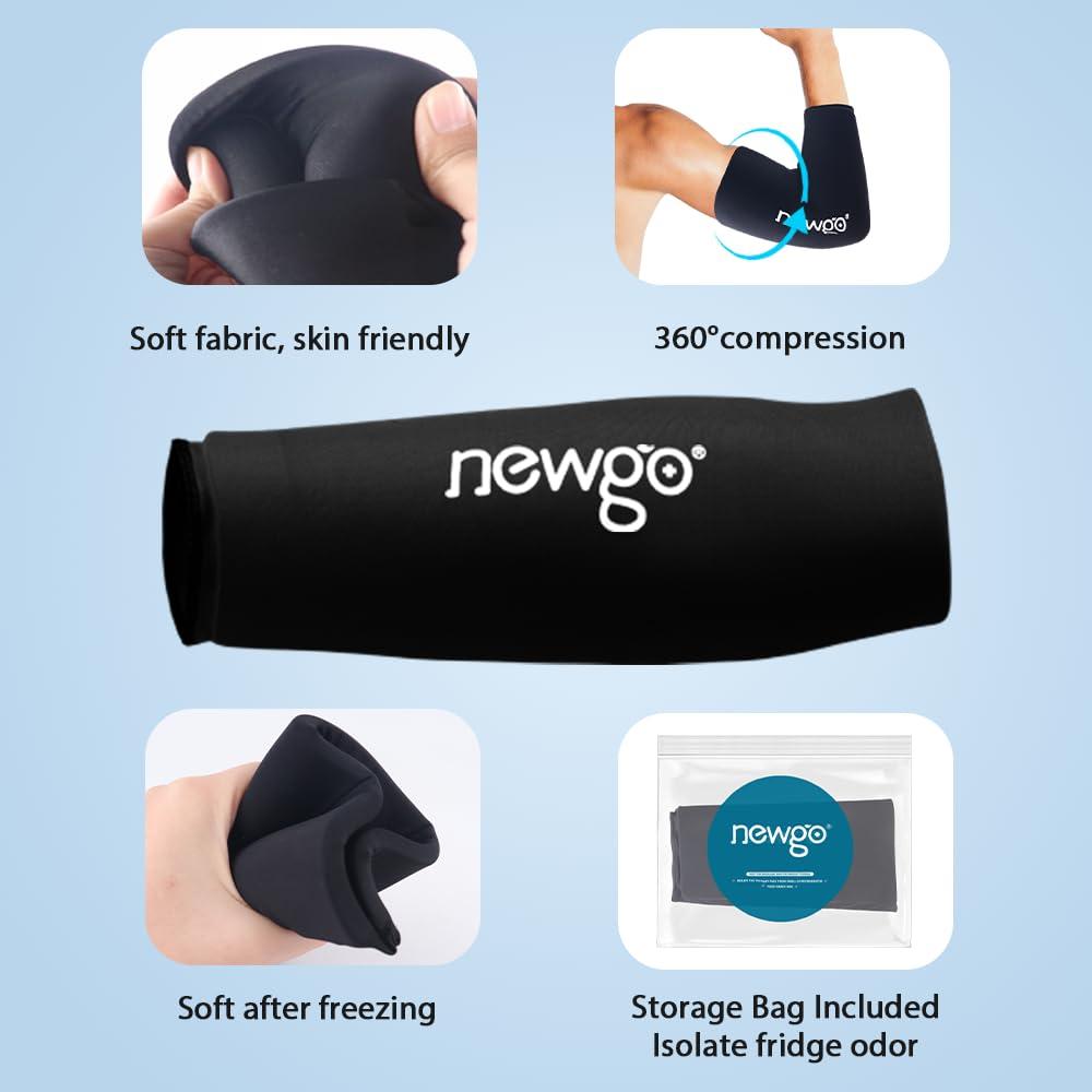 NEWGO NEWGO Elbow Ice Pack for Tendonitis, Elbow Ice Wrap Ice Sleeve Arm Flexible Ice Packs Cold Therapy Compression Ice Sleeve for Elbow, Knee, Calf Pain Relief, Inflammation, Injuries