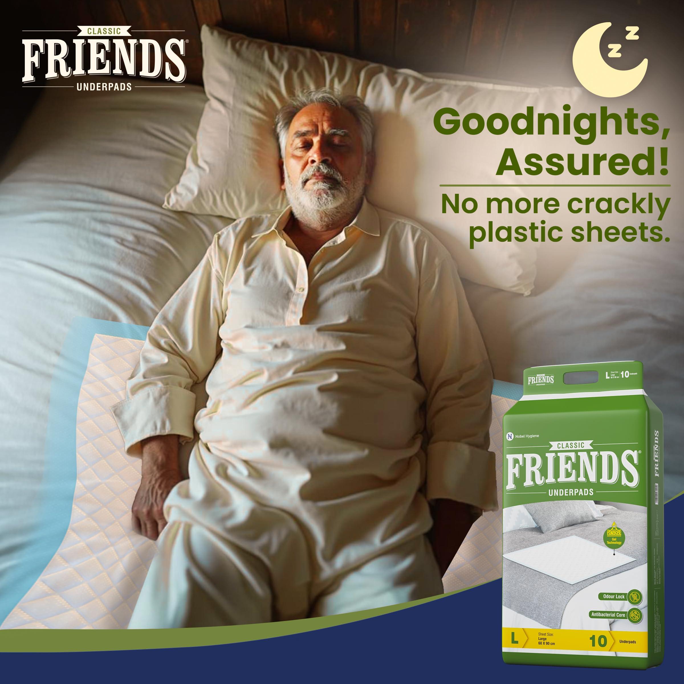 Friends Friends Classic Disposable Underpads,Soft & Super Absorbency - 60x90 cm (Pack of 3).