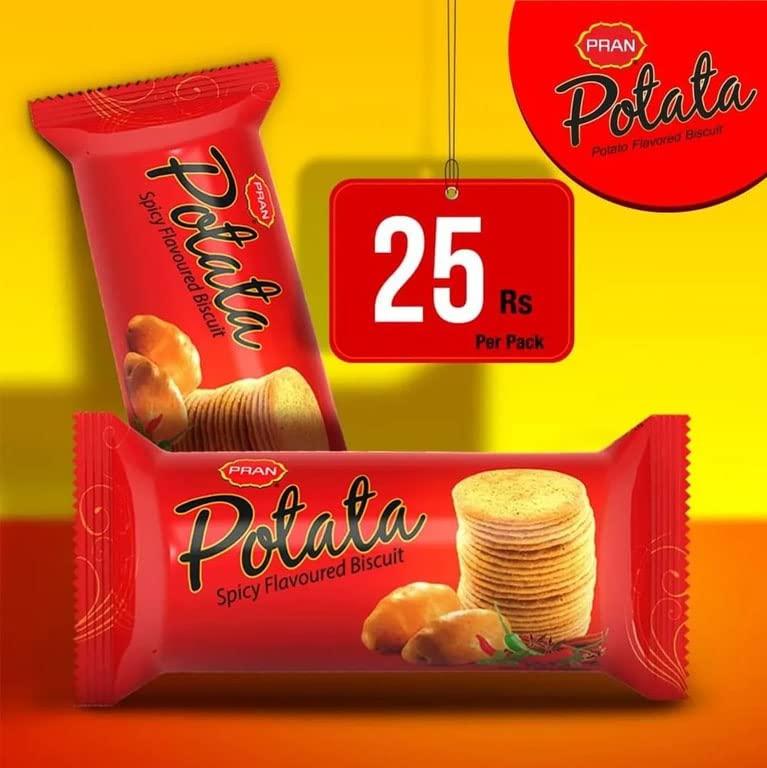GENERIC Pran Potata Spicy Flavoured Biscuit original imported - 75Gm Each Pack - Pack of 10