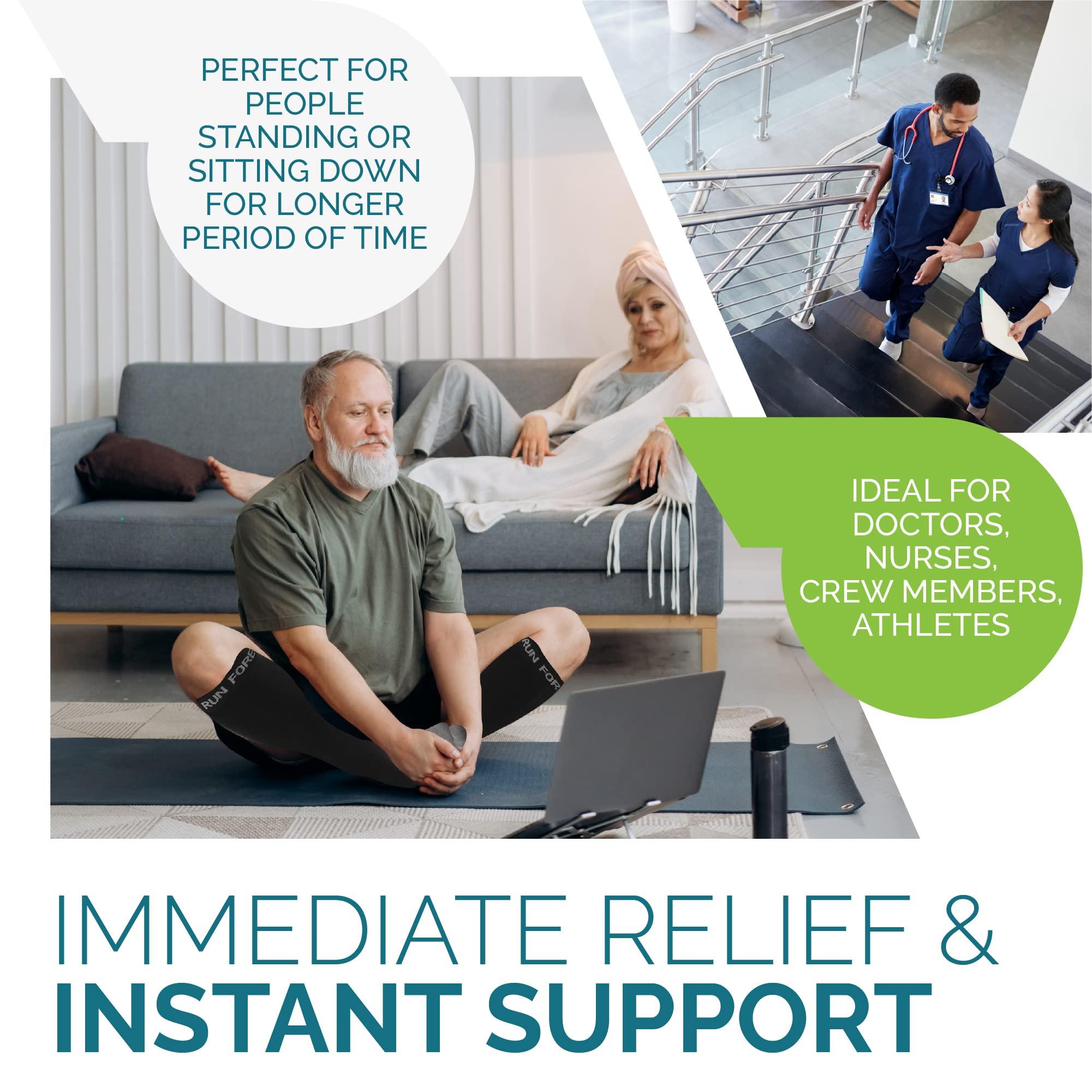 Run Forever Compression Socks for Men & Women 20-30mmHg Medical Grade Graduated Stockings (Black, Medium)