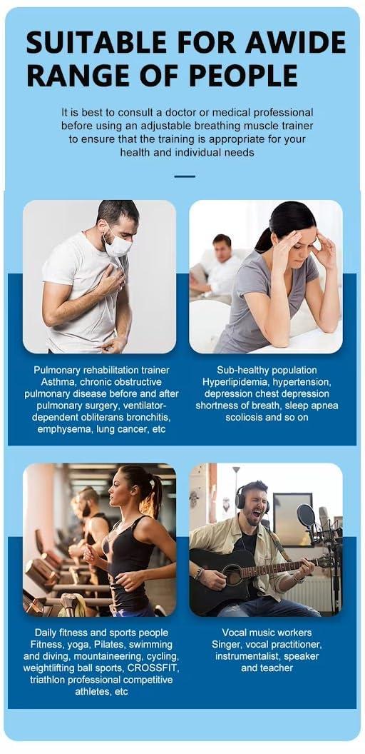 INFINIBYTE Breathing Trainer - Adjustable Resistance Respiratory Trainer for Running and Fitness, Enhances Respiratory Muscle Endurance (Second & Third Generation) (Second Generation)