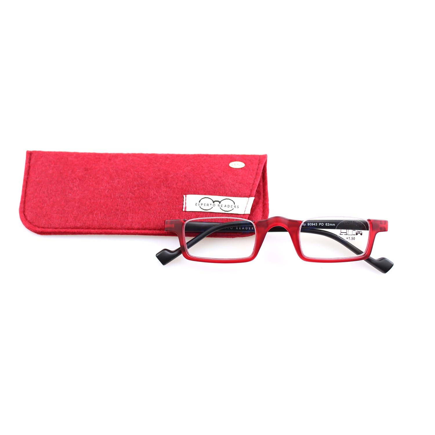ESPERTO READERS ESPERTO READERS Roady Reading Glasses - Blue Cut Lens With Antireflection & Ultra Light Weight For Men & Women +1.00 to +3.00 Power Half Rim - RED (+2.25)