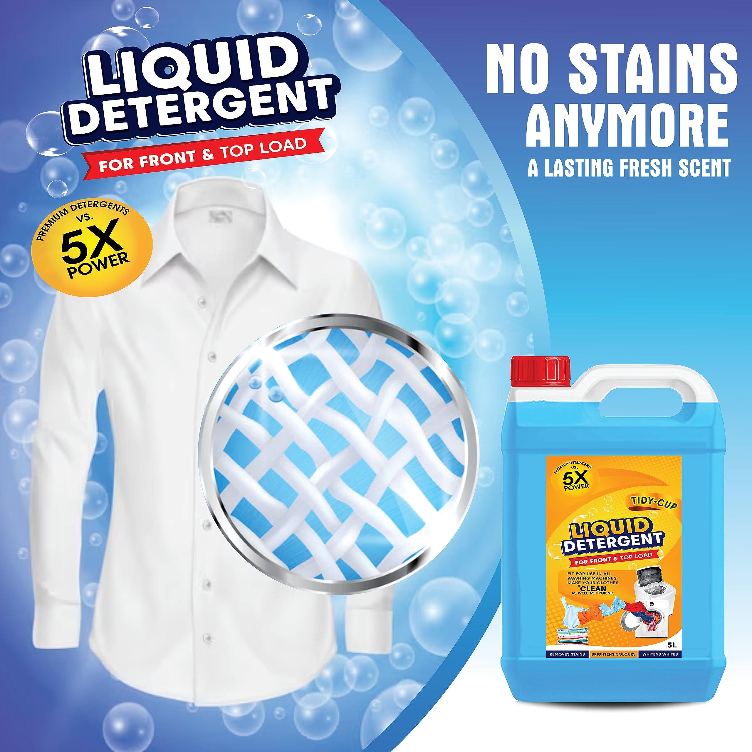 Tidy-Cup Tidy-Cup Liquid Detergent 5 Liter | Laundry Liquid For Fabric Care | Suitable For Top-Load And Front Load Machine And Hand Wash | Concentrated Laundry Detergent (5 liters) (Active Fresh)