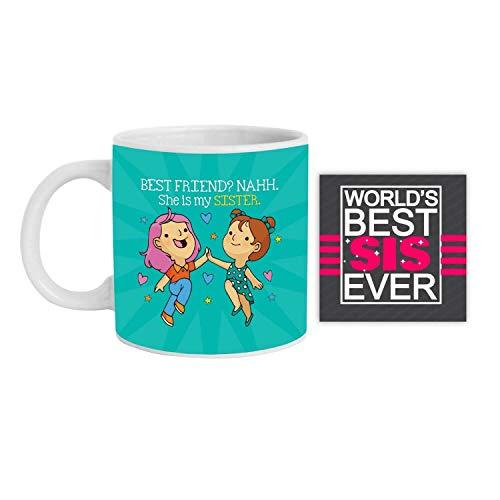 YaYa cafe YaYa Cafe Birthday Bhaidooj Sweets Gift Combo for Sister She is My Sister Hamper Set of 3- Mug, Coaster, Kaju Katli - 100 gm