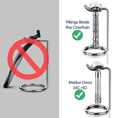 Linkidea Linkidea Simple Metal Double Edge Safety Razor Stand, Men's Shaving Holder Base Hanger for Bathroom, Shower Room/Razor travelling hanger When business trip (Silver)
