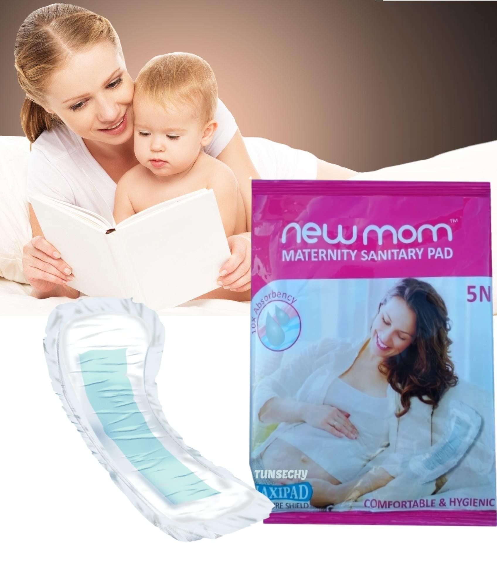 TUNSECHY TUNSECHY Premium New Mom Maxi Maternity Sanitary Pads Napkins for Women - Ultra Soft, Extra Wide, Long Lasting Protection- New Mom Sanitary Maternity Pads, Heavy Flow 850ml - 5 pads in 1 pack. (TU3)