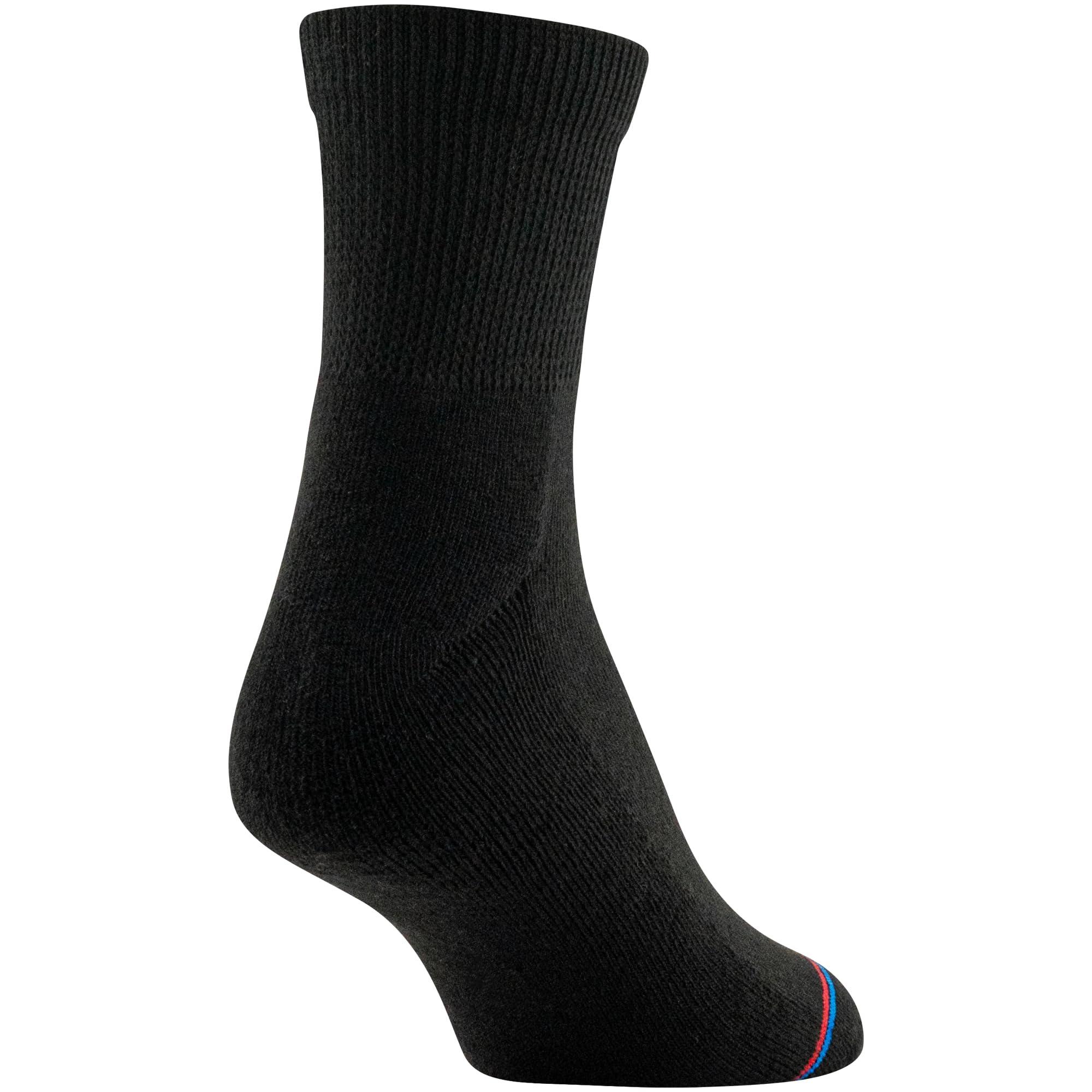 MediPeds MediPeds Men\'s Polyester 8 Pack Diabetic Quarter Socks With Non-Binding Top, Black, Quarter Length Shoe Size: 9-12