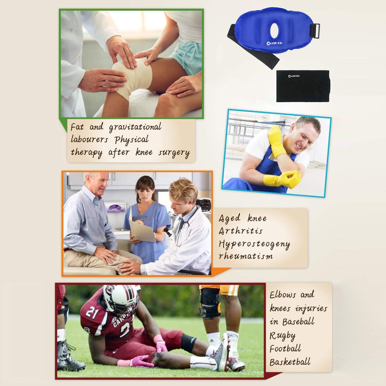 WORLD-BIO WORLD-BIO Knee Ice Pack Wrap for Injuries, Reusable Cold Compress Gel Pack Support for Knee Replacement Surgery Recovery, Bursitis Arthritis Pain Relief, Flexible and Adjustable (11.5\'\' x 7\'\')