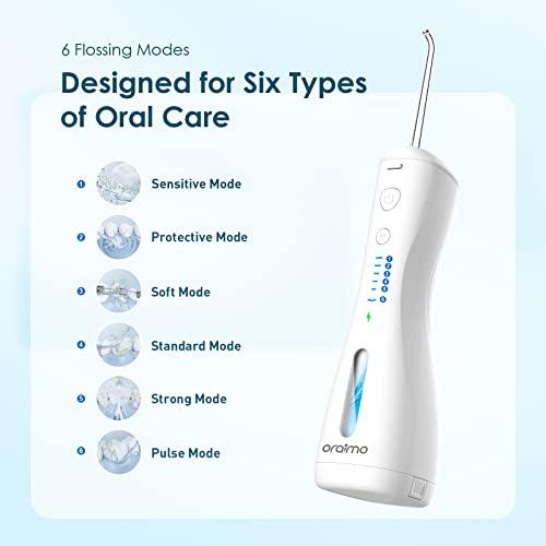 Oraimo Oraimo Power Water Dental Flosser for Teeth,Smart Cordless Oral Irrigator | 220 ml Tank Capacity| 6 Modes Quickly Clean the 99% Food Residues and Plaque| With 4 Functional Jet Nozzles | IPX7 Waterproof Water Flosser