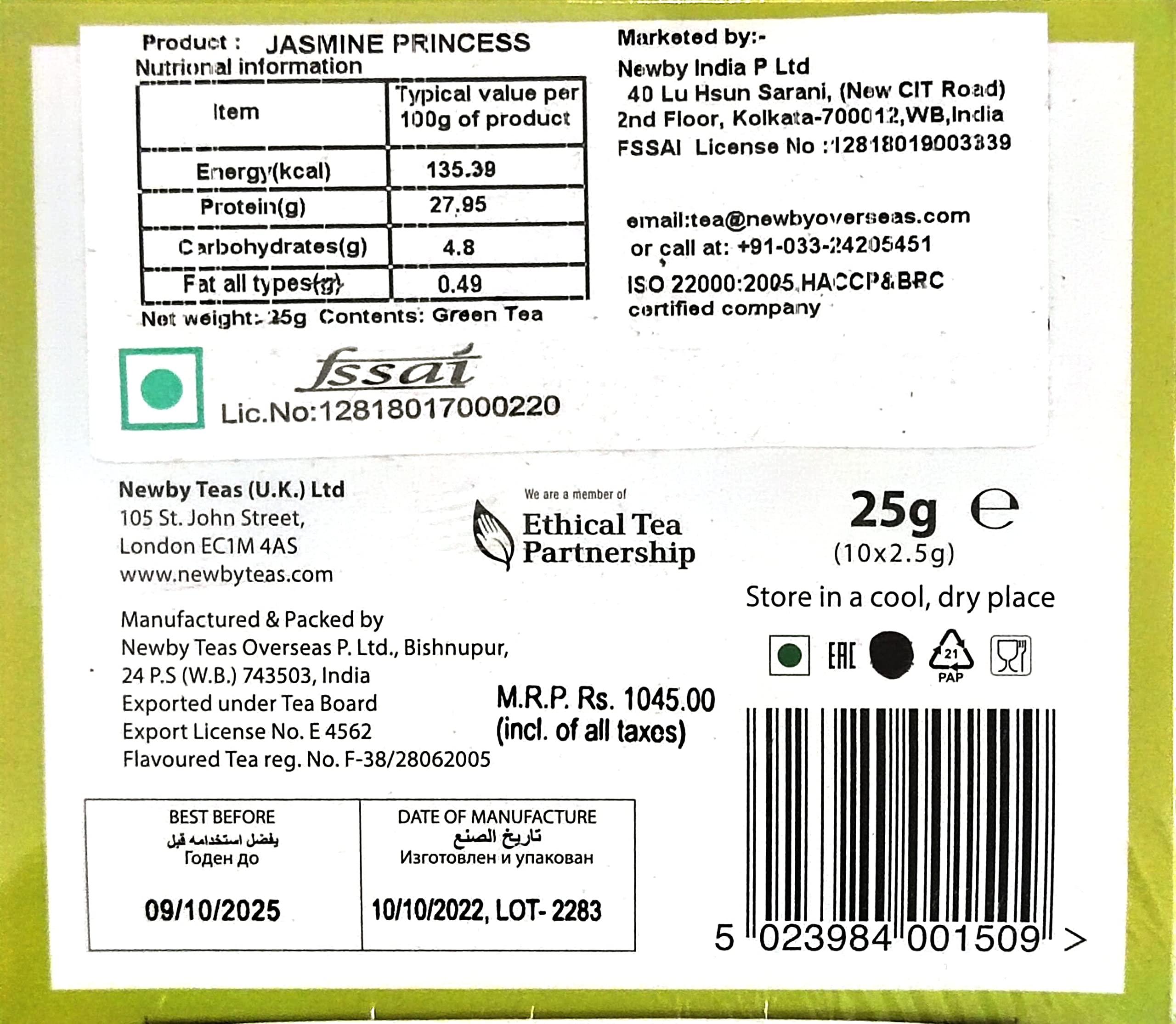 Newby Newby Jasmine Princess Silken Pyramids, 25g, Pack of 10