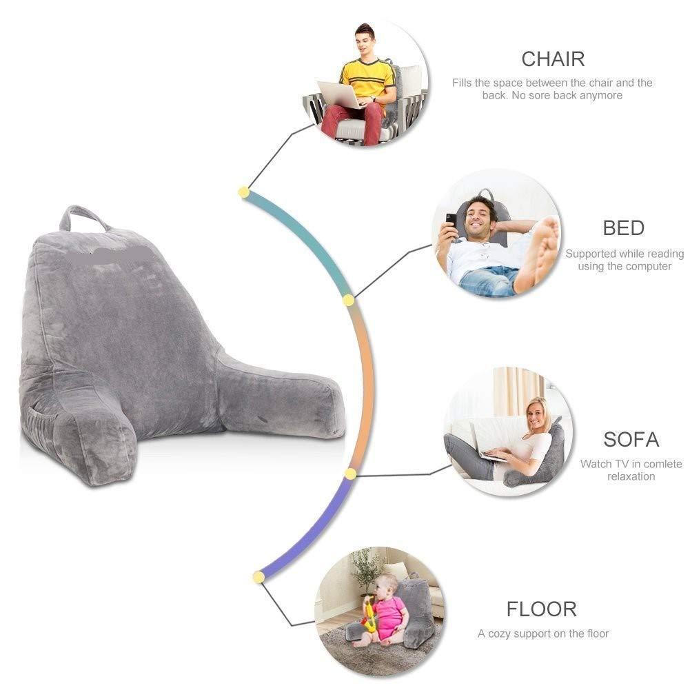 PUM PUM PumPum Back Rest Reading Pillow with Arm Rest - Comfortable Support for Reading, Watching TV, or Relaxing (Purple)