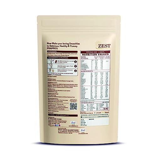ZEST NUTRITION Zest Nutrition Cafe Style Premium Frappe Powder with Plant Based Protein (14g) and Probiotics Premix for Ice Cold Coffee, Shakes & Smoothies, Rich and Creamier with Nutrients, (Vanilla Flavour)- 200g