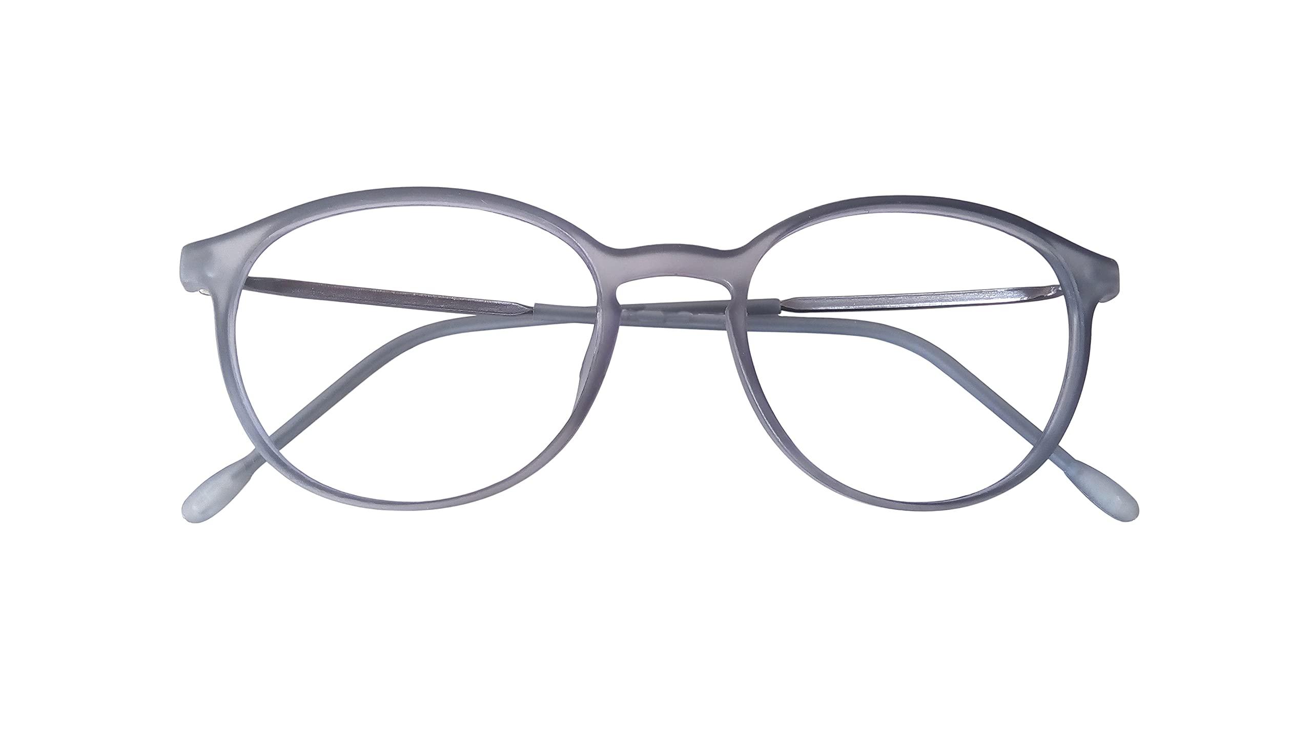 N Specs N Specs Anti Reflective Glasses Grey Coloured TR Fully Light Weight Ovel Type Unisex Frame With Zero Power Reflection Free Computer Glasses (Green Anti Reflected Glass)