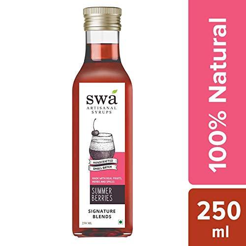 Swa Artisanal Syrups Swa Artisanal Syrups - Summer Berries, 100% Natural, Combo Pack of 2 Makes 24-30 Drinks, Syrup for Cocktails / Mocktails / Kid’s Lemonades / Pancakes (250ml x 2)