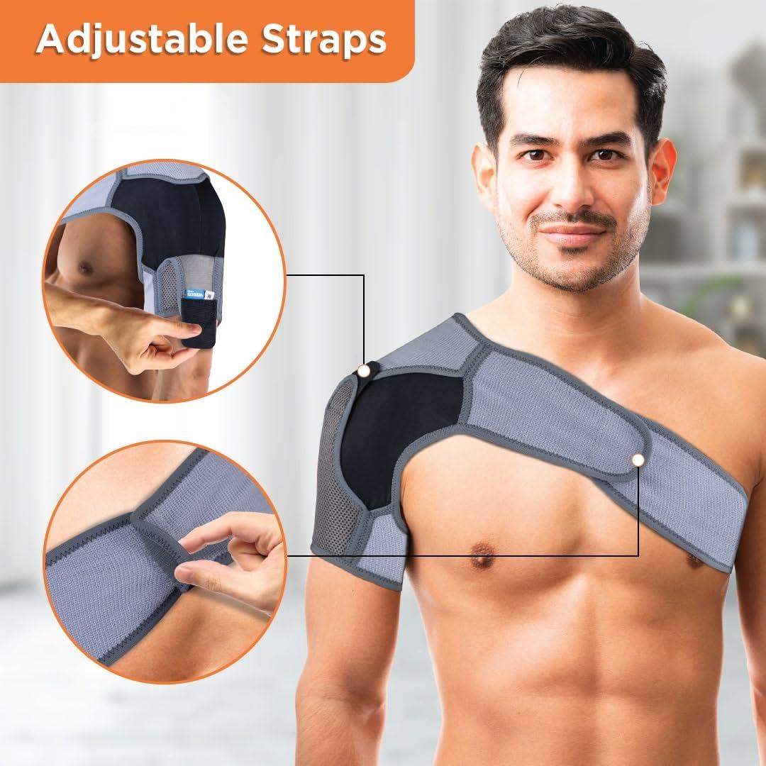 Vissco Vissco Shoulder Support, Shoulder Immobilizer With Adjustable Stretchable Strap, Better Immobilization, Pain Reliever For Rotator cuff injury, Post paralysis - Medium (Grey)