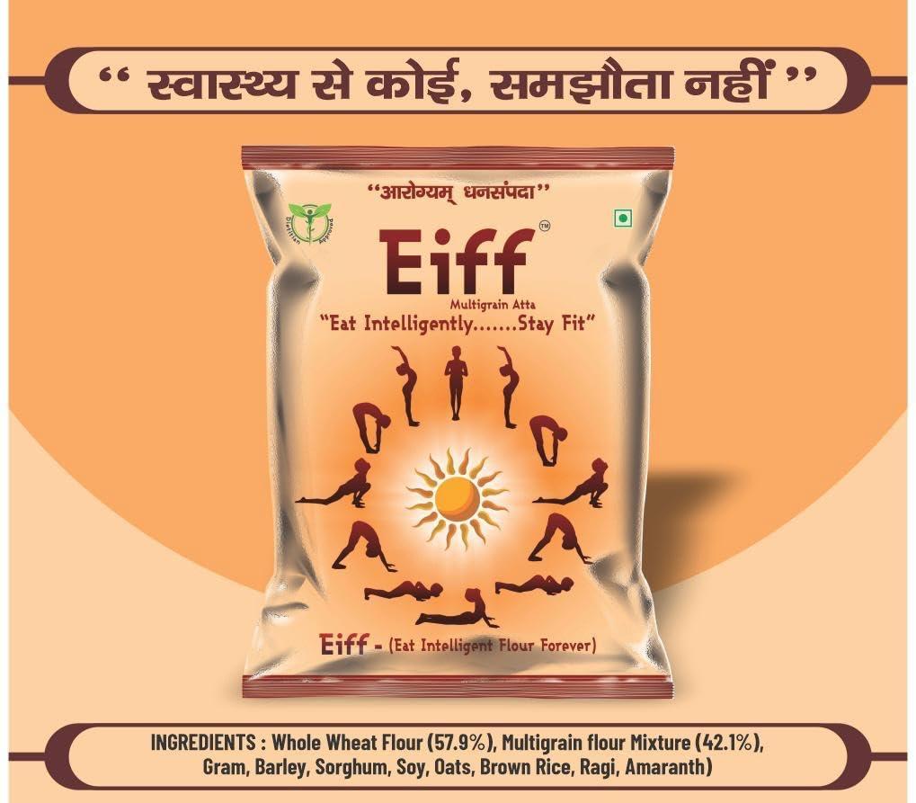 Eiff Eiff Multigrain / Multi Millets Atta A Very Good combination of Precious Grains and Milets, Certified by dietician, perfectly Blended, easily Digestible, High in Protein, Rich in fiber, Good in softness & Great in taste.
