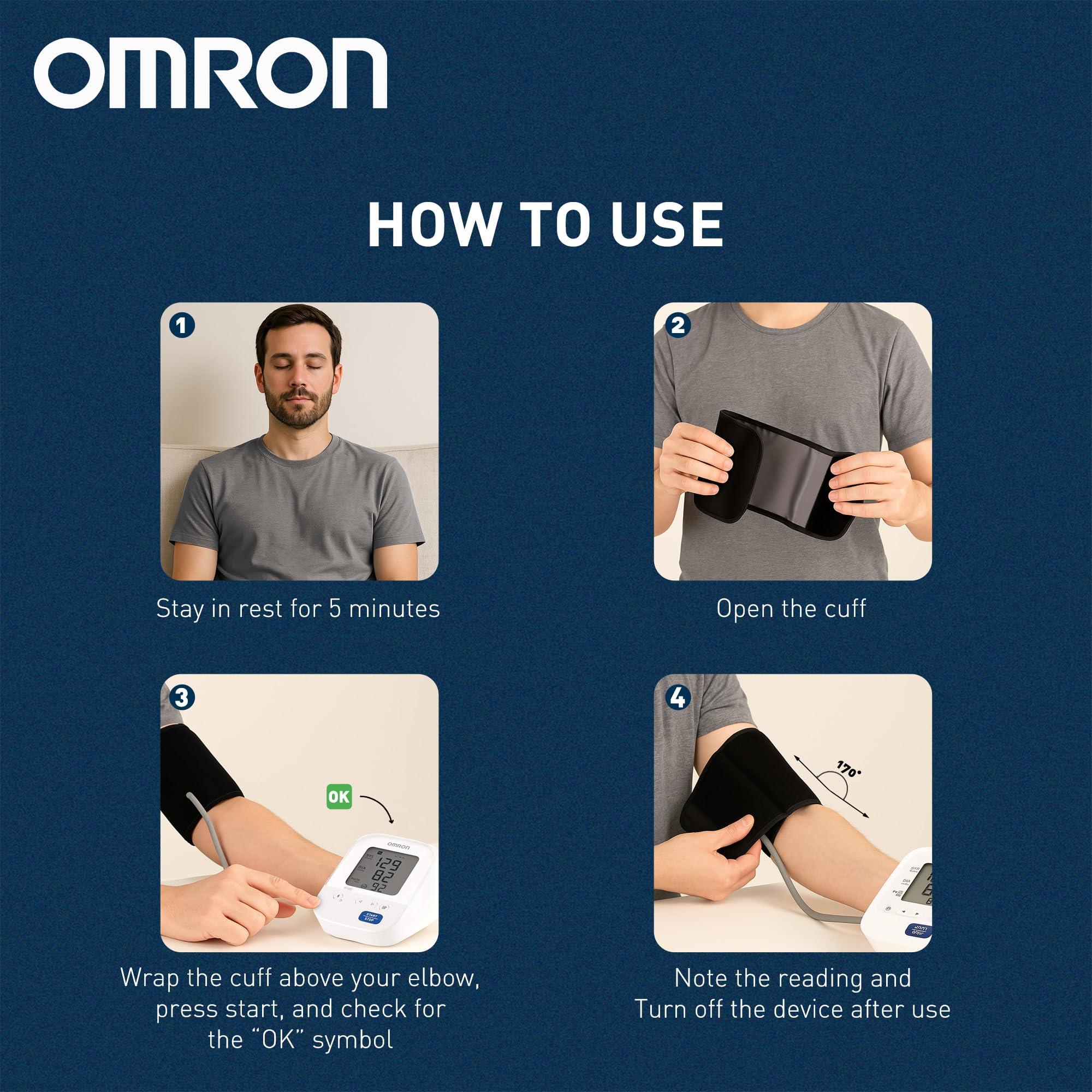 Omron Omron HEM 7124 Fully Automatic Digital Blood Pressure Monitor with Intellisense Technology For Most Accurate Measurement, White and Blue