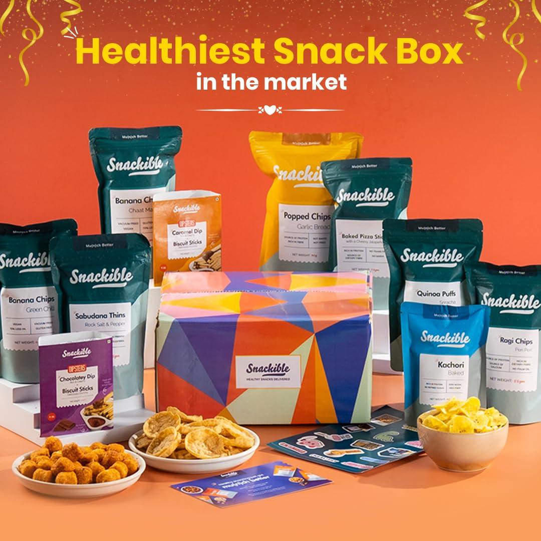 Snackible MU(N)CH BETTER Snackible Bestselling Snacks Box | Box of 10 Healthy Snacks | Healthy Gift Box | No Maida & No Refined Sugar | Best Gifting Option | Corporate Gifts | Gourmet Snacks