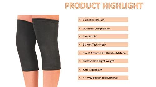 SMIC SMIC Unisex Stretchable Compression Knee Cap Black Colour | For Knee Support | Knee Sleeve Brace for Running | Joint Pain Relief | Arthritis and Injury (1 Pair) (L)