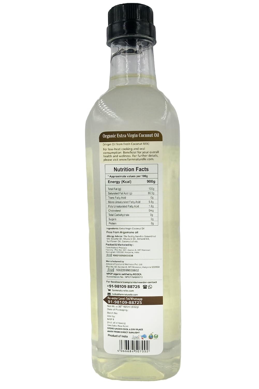 WOW Cooking Oils WOW COOKING OILS-100% Pure Organic Extra-Virgin Cold Pressed Coconut Oil (Pet Bottle - 925 ml)