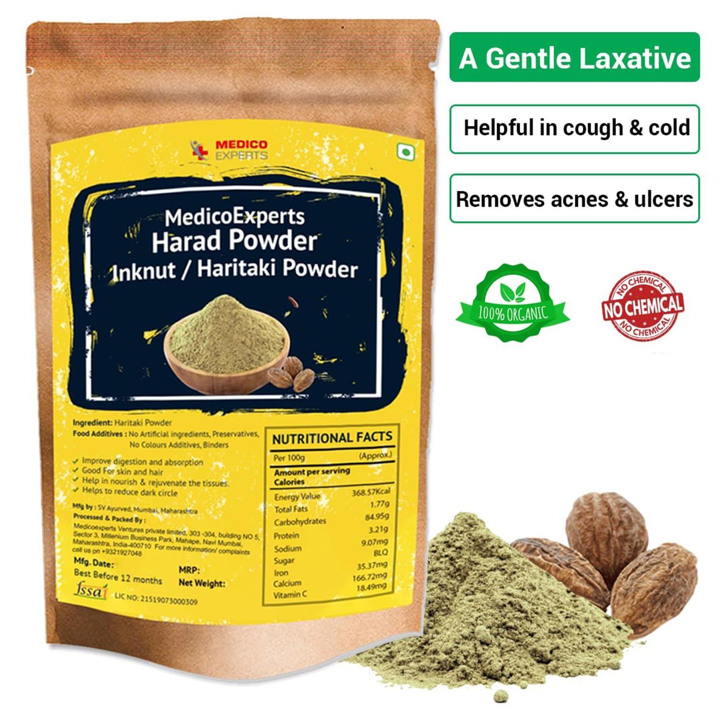 MedicoExperts MedicoExperts Harad Powder - 100gms - Haritaki Powder, Inknut Powder for Dark Circles, Face, Skin & Healthy Digestion - Harde Powder, Kadukkai Powder Organic, Haritaki Churna
