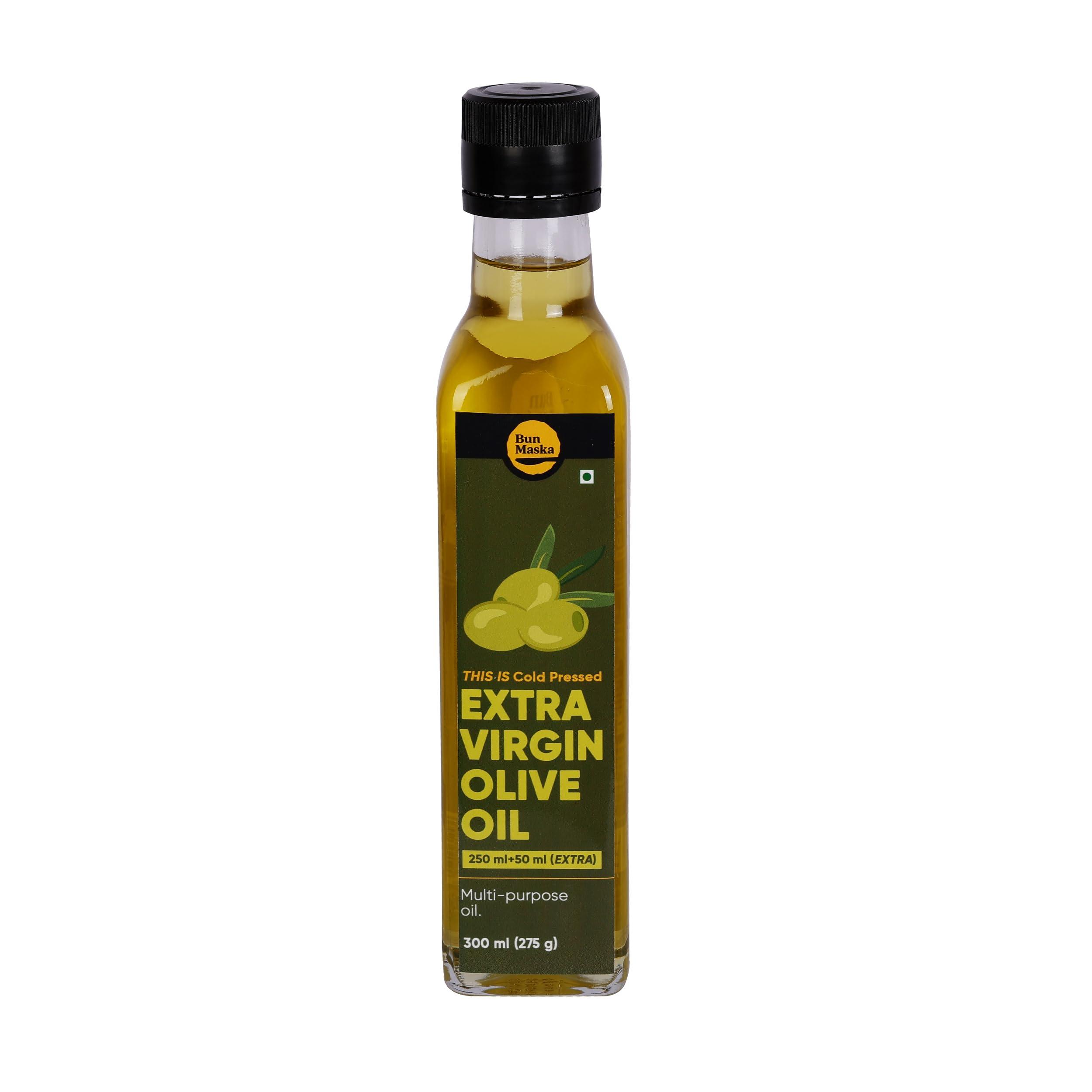 Bun Maska Bun Maska Cold Pressed Extra Virgin Olive | Premium Cooking Oil | Perfect For Frying & Baking | Cholesterol-free, Rich In Vitamin E, Boosts Metabolic Health & Immune System (300 ml)