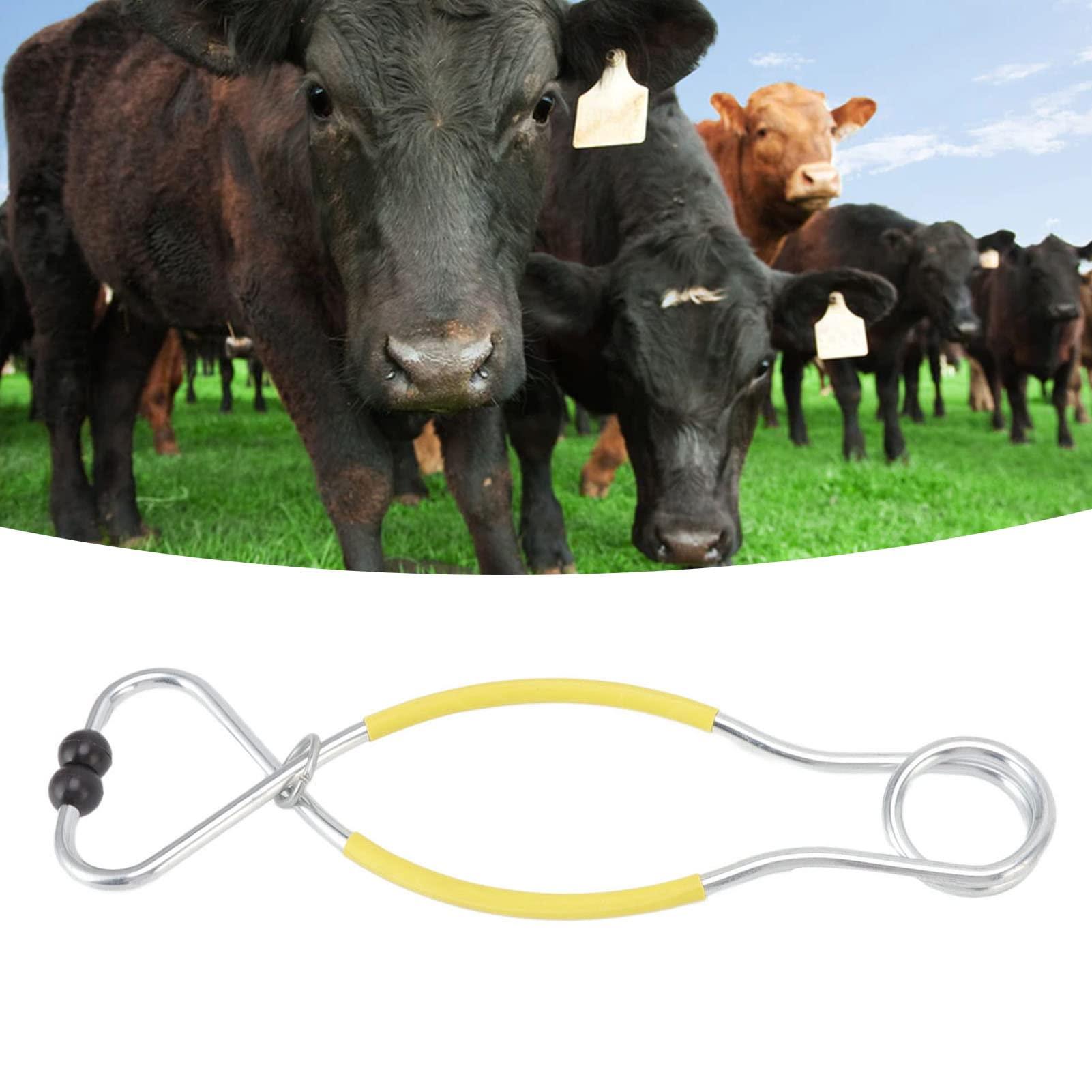 soobu Large Capacity Bull Nose Tweezers L Farm Luminous Hole Non-Drilled Metal Veterinary Cow Nose Tweezers (Yellow)