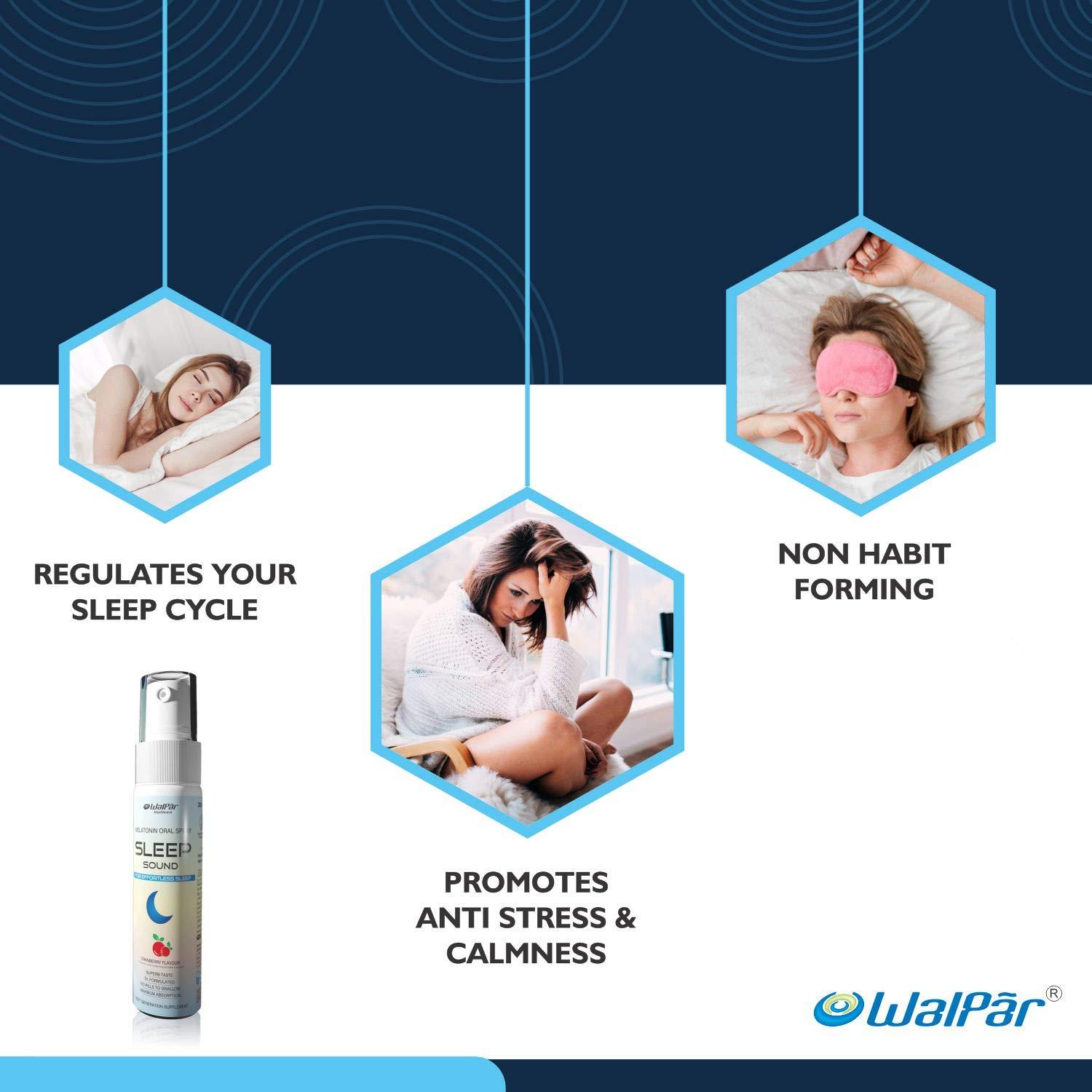 WALPAR WALPAR Sound Sleep Melatonin Oral Spray for effortless sleep Cranberry Flavour 30 ml - PACK OF 2