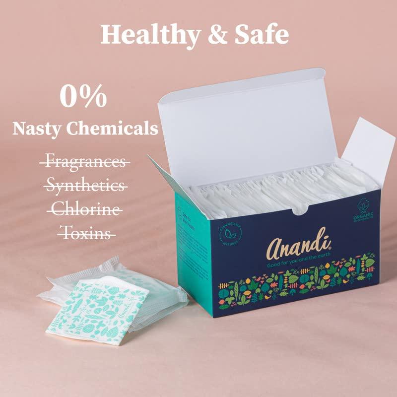 Anandi Anandi Panty Liners For Women | Daily Use Liners 190mm - 40 Pieces | Biodegradable Compostable Organic Liner | Certified 100% Organic Cotton Top Sheet