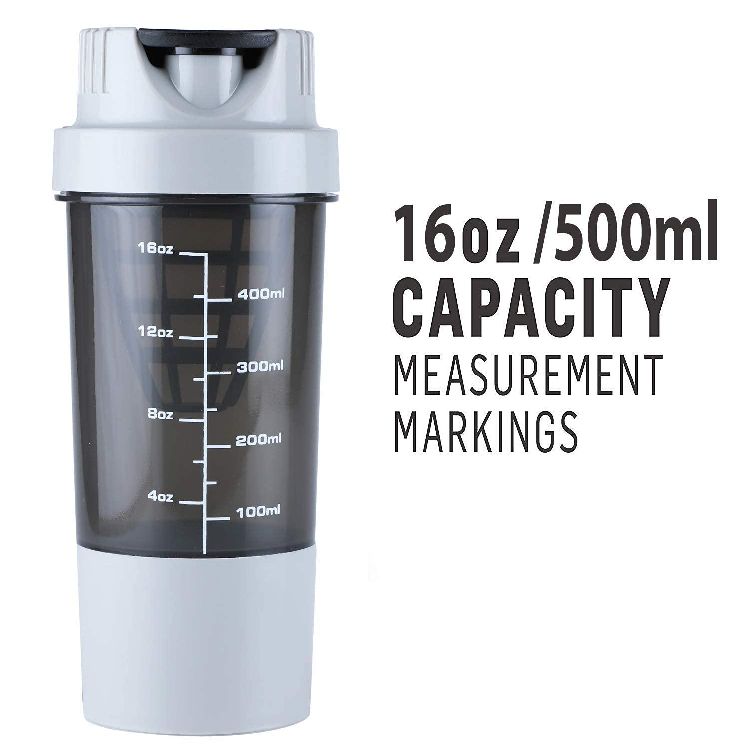 NOHUNT NOHUNT Men\'s and Women\'s Plastic Shake & Sip Gym Sports Protein Shaker Bottles with Multiple Storage compartments, Leak Proof, BPA-Free, Zero odour and Impact Resistant - Blue, 450 ml