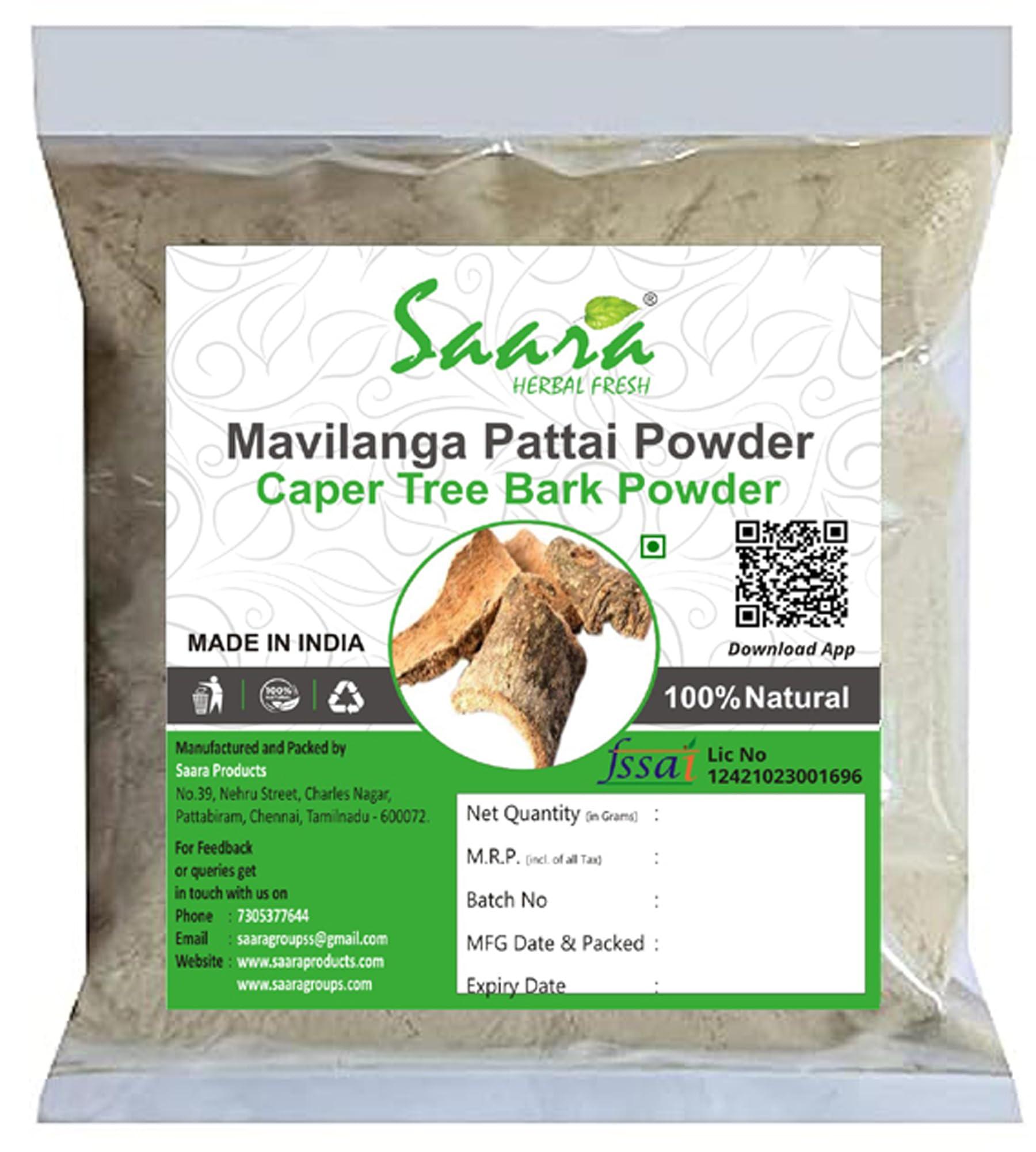 SAARA Saara HERBAL FRESH Mavilanga Pattai Powder(300gram) Mavilanga Pattai,Maavilanga Pattai,Varun Chhal,Barna, Crataeva Nurvala Bark,Caper Tree Bark Powder, 300g (Pack100gx3)