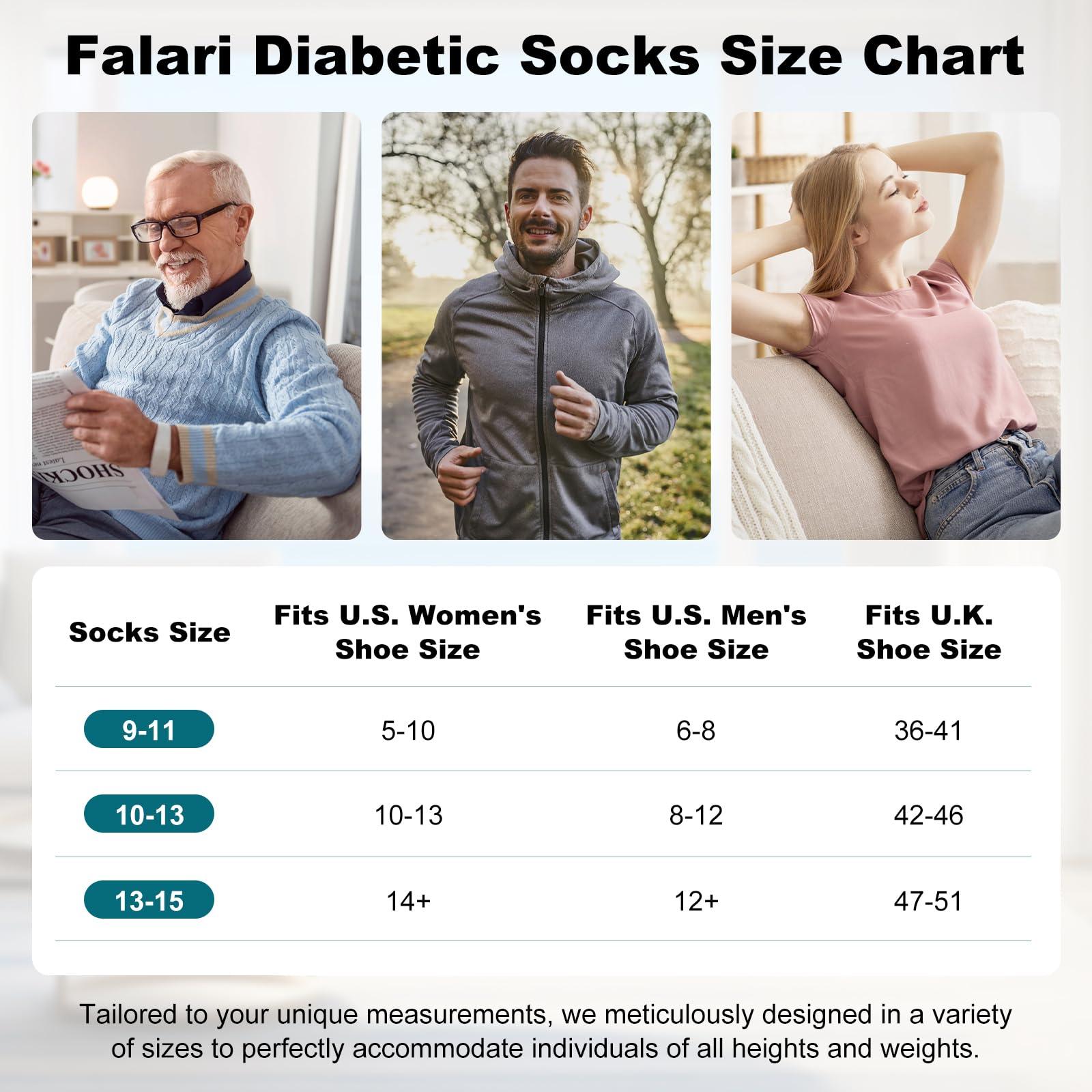 Falari Diabetic Socks Men Unisex Size 13-15 White 63-9010-3PAIRS