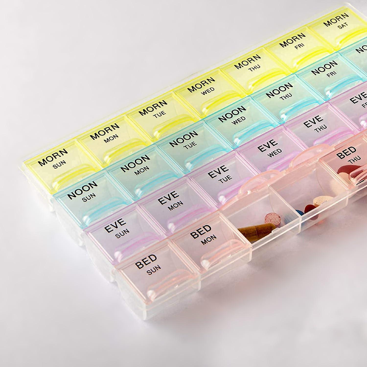 Oblivion Oblivion 7-Day Medicine Organizer Box  Portable Weekly Pill Planner Case for Home, Compact Travel Container & Vitamin Holder for Daily Health Storage and 4-Week Dispenser Kit