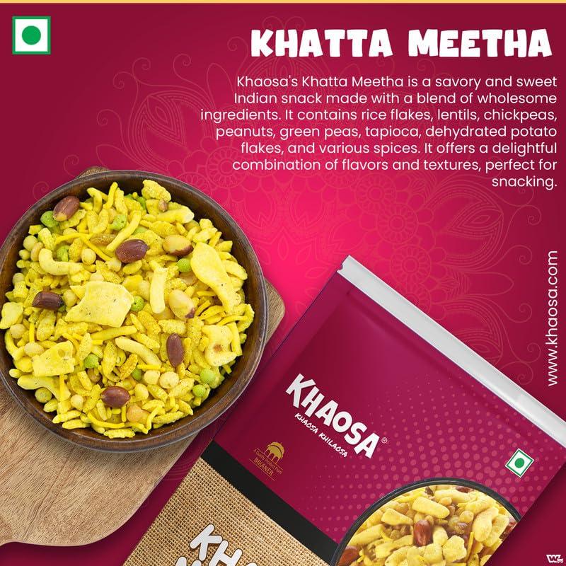 KHAOSA Khaosa Khatta Meetha | 1.6Kg | Sweet And Sour Snack Mixture | Tangy Khatta Meetha Namkeen with Crunch | Authentic Indian Blend | Gluten-Free & Vegan | Irresistible Flavour Khatta Meetha Combination