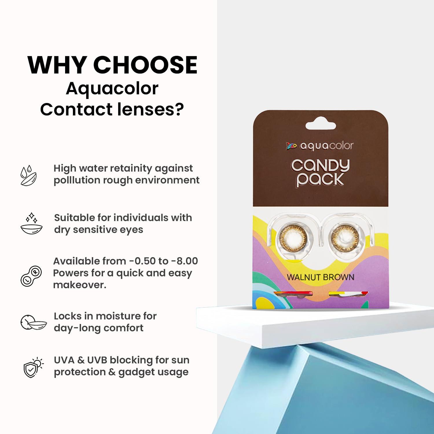 AQUALENS CONTACT LENSES AQUALENS CONTACT LENSES Aquacolor Dusky Brown Candy Pack Zero Power Colored Lenses (2 Lens/Box)