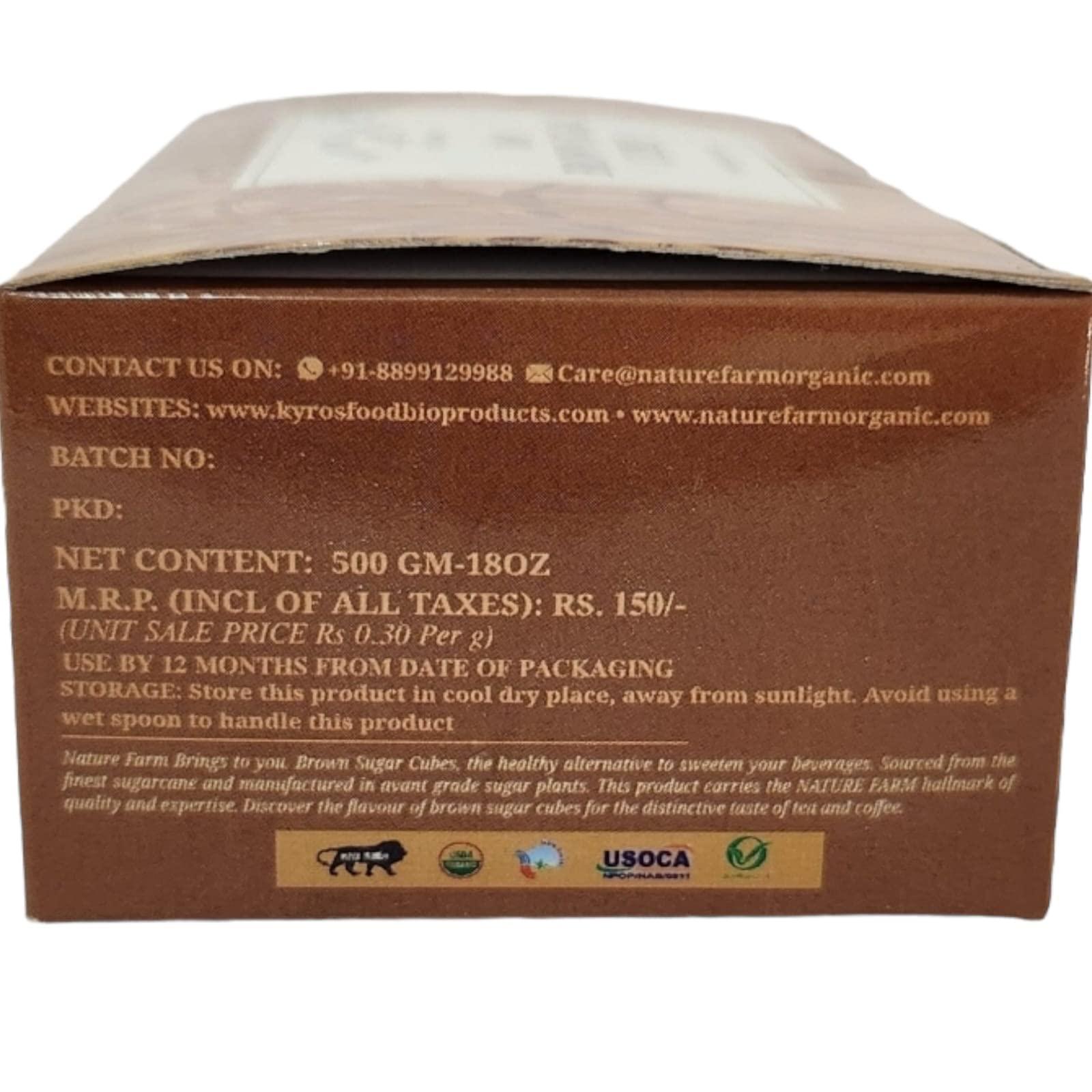 Nature Farm Organic Nature Farm Organic Brown sugar cubes 500g Half Teaspoon sized cubes for Tea Coffee Milk Approx 200 cubes