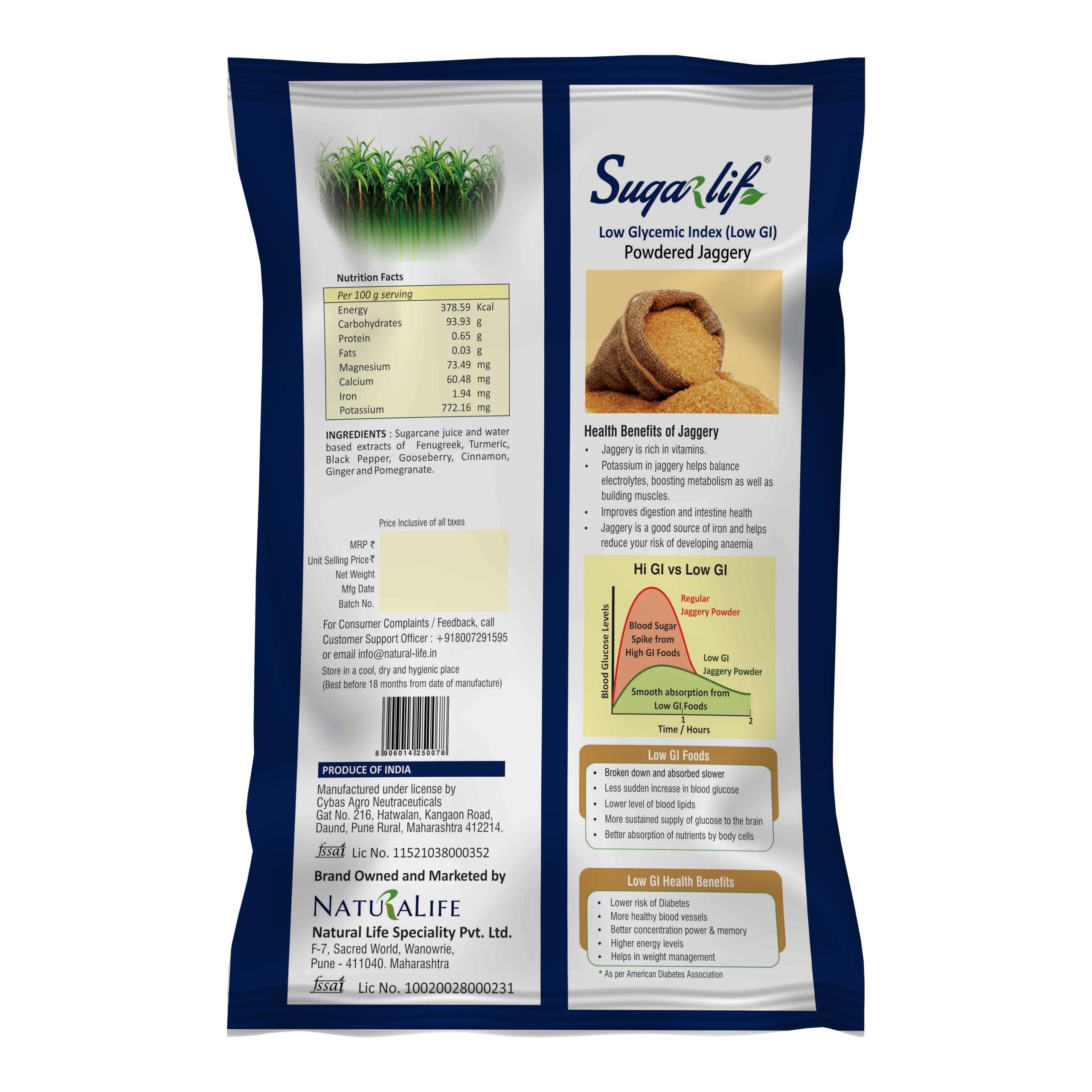 Sugarlif Sugarlif Low GI Herbal Jaggery powder - Orignal Product of Dr C K Nadagopalan - Diabetic Friendly - Low Glycemic Index - Suitable for all.