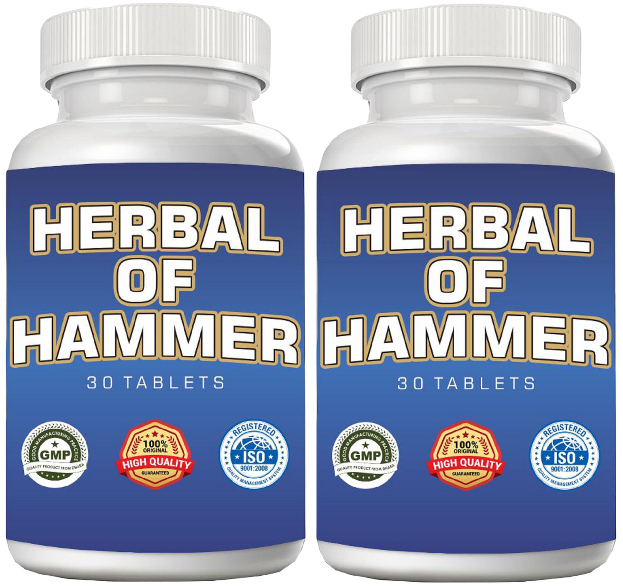 Herbal Hammer Herbal Hammer|Ayurvedic Strength,Energy Booster| Helps Restores Energy & Hardens Relaxing Muscles Safed Musli,Ashwagandha,Gokshura | Clinically Approved| 30 Tablets | Pack Of 2