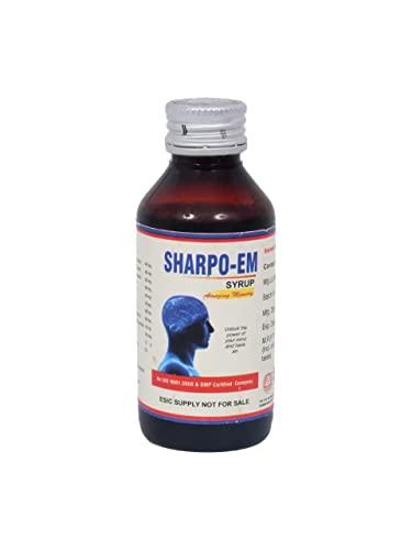 Amar Pharmaceuticals & Labs (India) Pvt. Ltd. Sharpo-Em Syrup 100 ml Combo pack of 2 | Amar Pharma Ayurvedic Medicine Sharpo-Em Syrup | Ayurvedic Medicine to Boost memory, Sharpen mind functions | Pack of 100ml Pack of 2