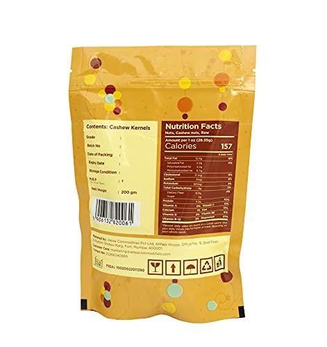 tryble Tryble Plain Cashew | Kaju | W320 Grade Whole Cashews 200 g | Nutritious, Delicious & Crunchy Kaju | Tasty Sweet Cashews for Snacking