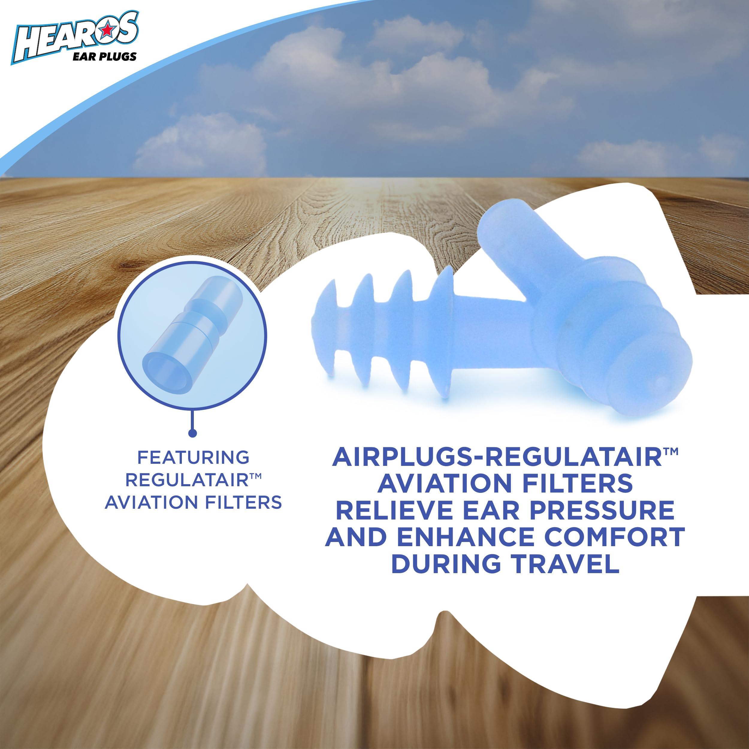 HEAROS HEAROS AirPlugs Airline Pressure Reducing Earplugs, 1 Pair + Free Case, Latex Free Silicone, Reduce Ear Pain, NRR 20, Clear (5805)