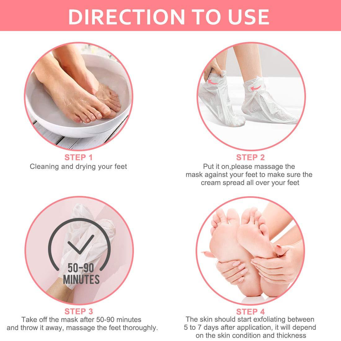 NIFEISHI Foot Peel Mask - 5 Pack of Peach Foot Mask - Removes Calluses,Dead and Dry Skin - Repairs Rough Heels, Foot Peeling Mask for Women and Men