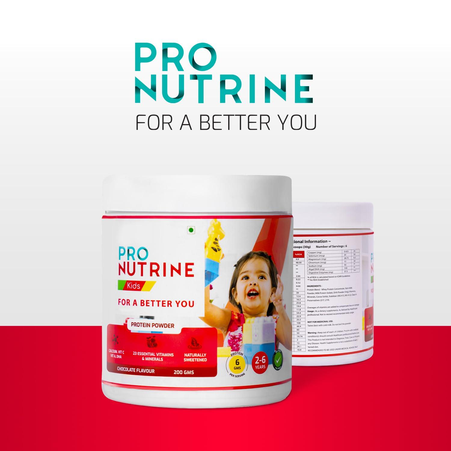 PRO NUTRINE PRO NUTRINE Kids Nutrimix Nutrition Powder 400g 2-6 Years | Plant Based Daily Nutrition Drink with Calcium, 23 Vitamins & Minerals for Healthy Growth and Better Immunity | No Sugar | Chocolate Flavour