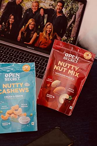 Open Secret Open Secret Nuts Combo |Pack of 4(135g each)|Caramel & Orange Cocoa Almonds| Cream & Onion Cashew|Tandoori Masala Mix|Roasted Dry Fruits|Immunity Booster|Gift hamper for Family/Friends/Kids