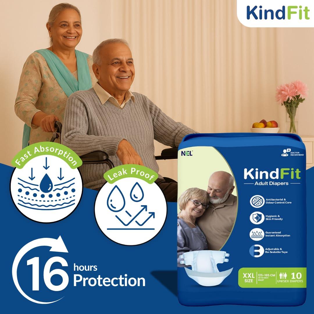 KINDFIT KINDFIT Open Tape Adult Diapers | Size : XXL - 30 Pieces | Pack of 3
